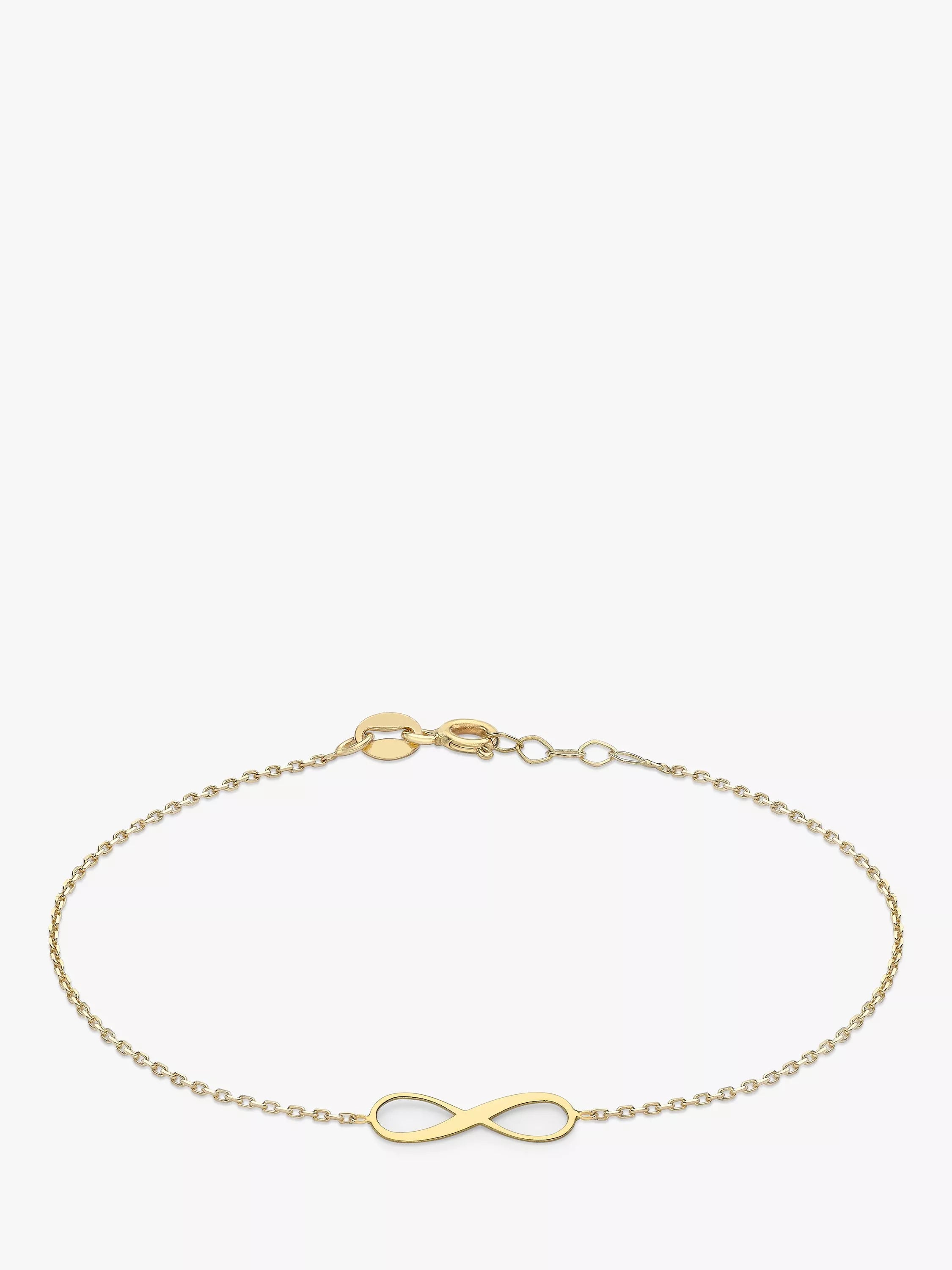 IBB 9ct gold infinity chain bracelet 19cm, UK version