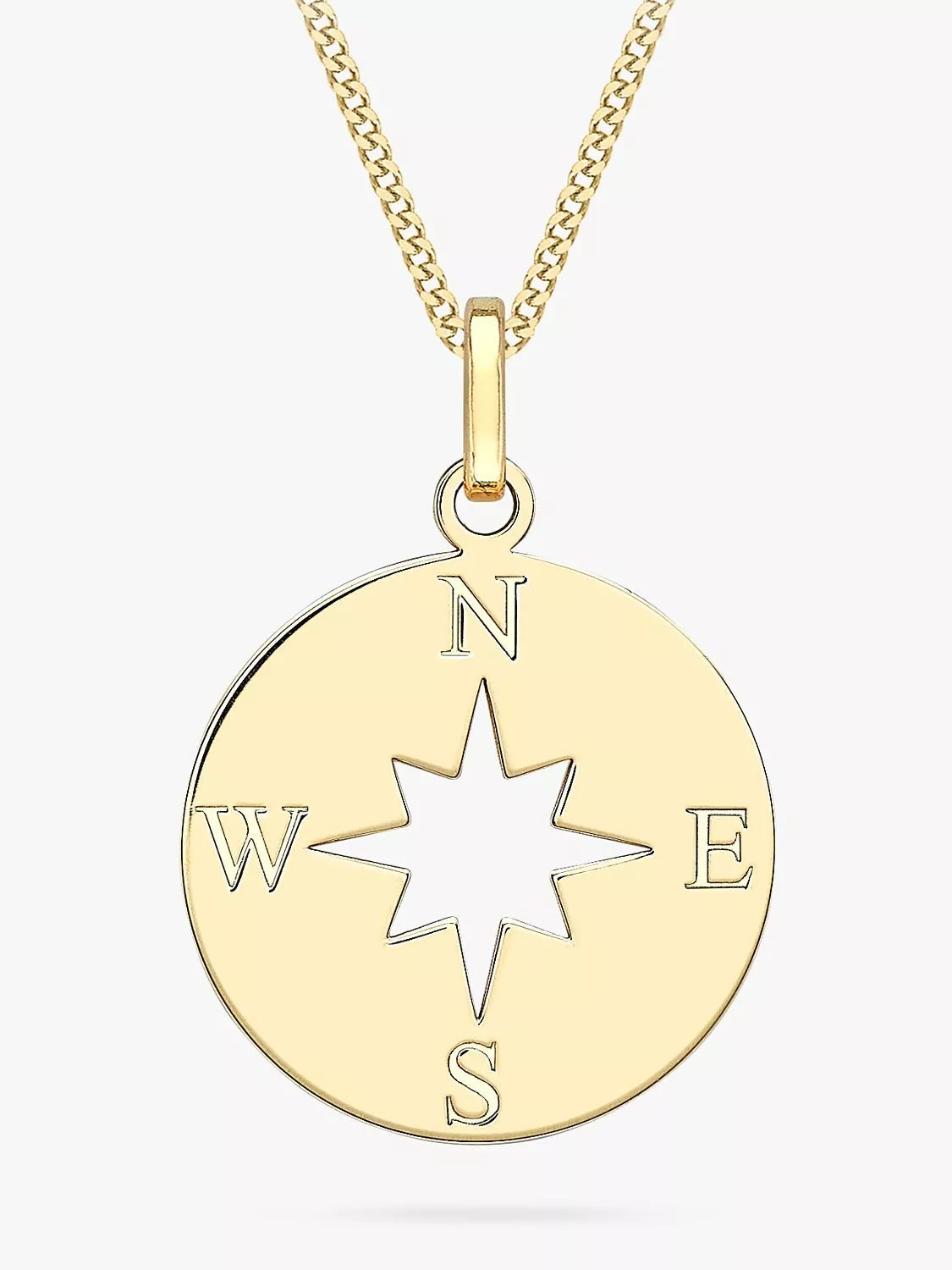 IBB 9ct gold compass and star pendant necklace - British product