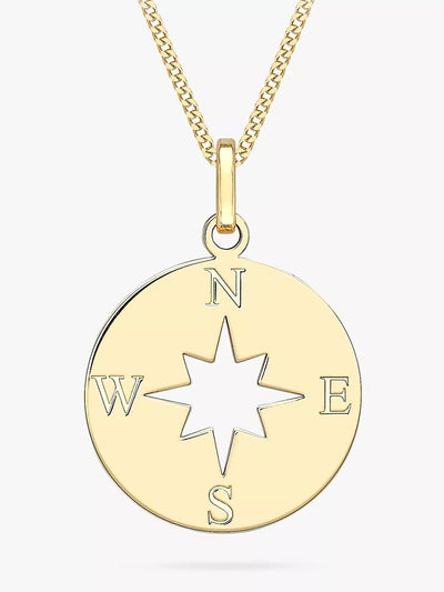 John Lewis IBB 9ct Gold Compass and Cut Out Star Pendant Necklace 45cm- Buy online at McGrocer