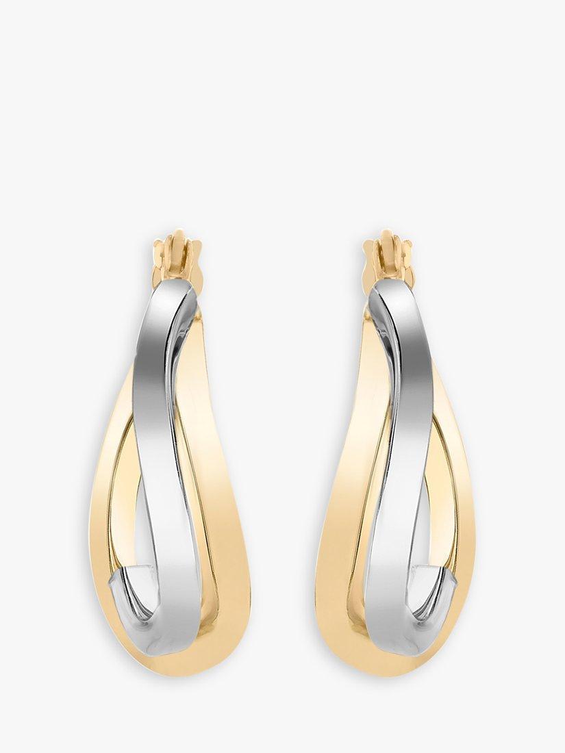 IBB 9ct yellow and white gold wave hoop earrings - British product