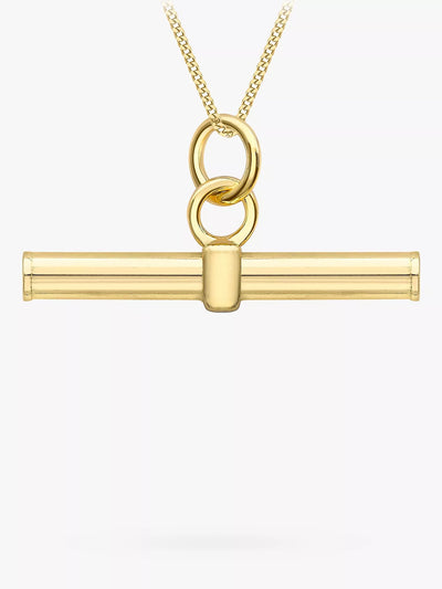 John Lewis IBB 9ct Gold Round T Bar Pendant Necklace- Buy online at McGrocer