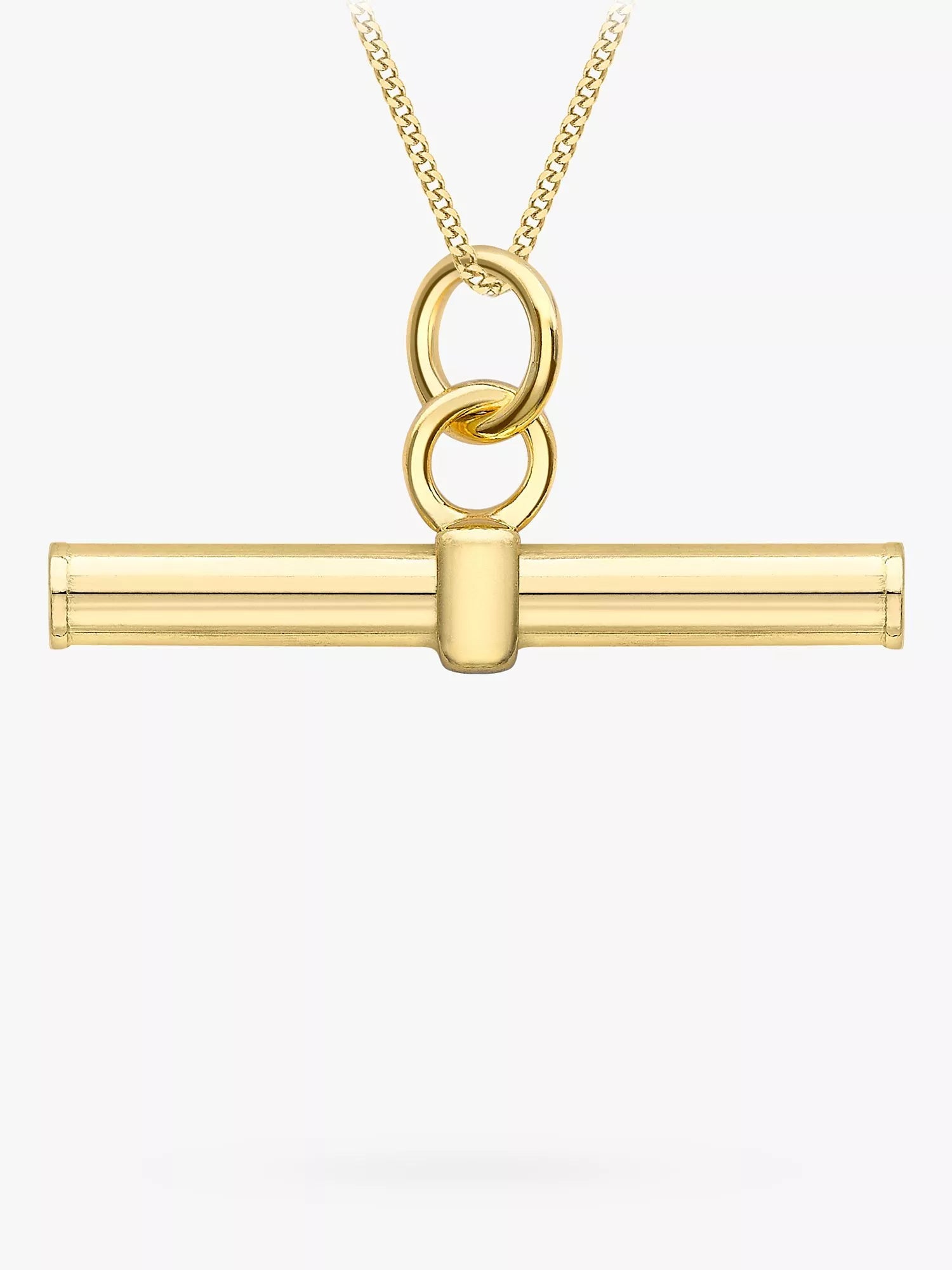 IBB 9ct gold round T bar pendant necklace, imported from the UK