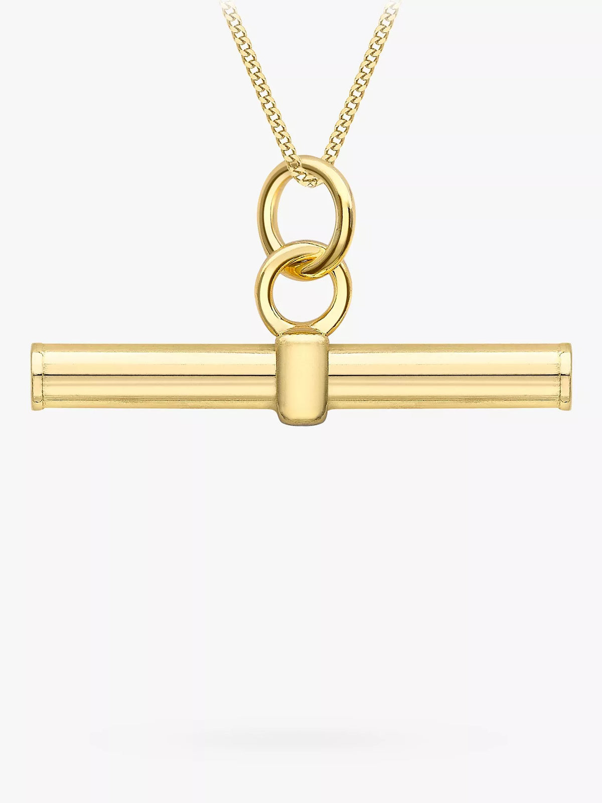 IBB 9ct gold round T bar pendant necklace, imported from the UK