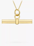 IBB 9ct gold round T bar pendant necklace, imported from the UK