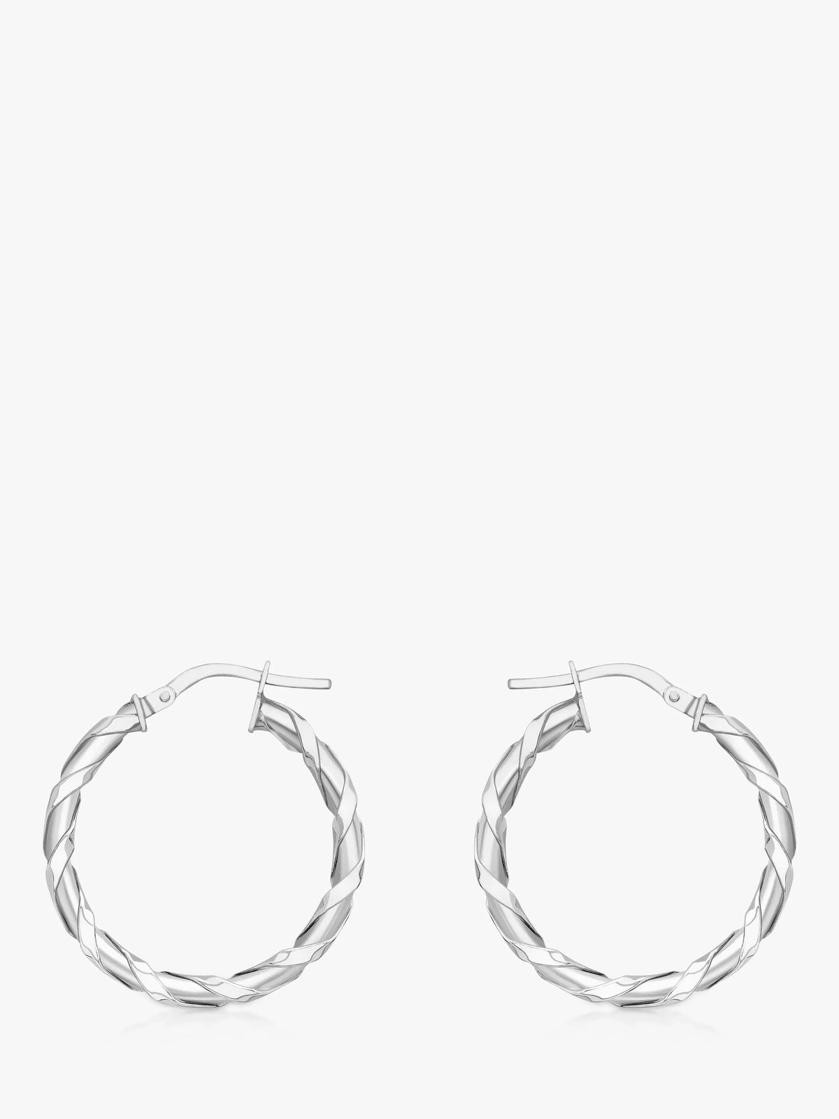 IBB 9ct white gold twist hoop earrings 2.5cm diameter, imported from the UK