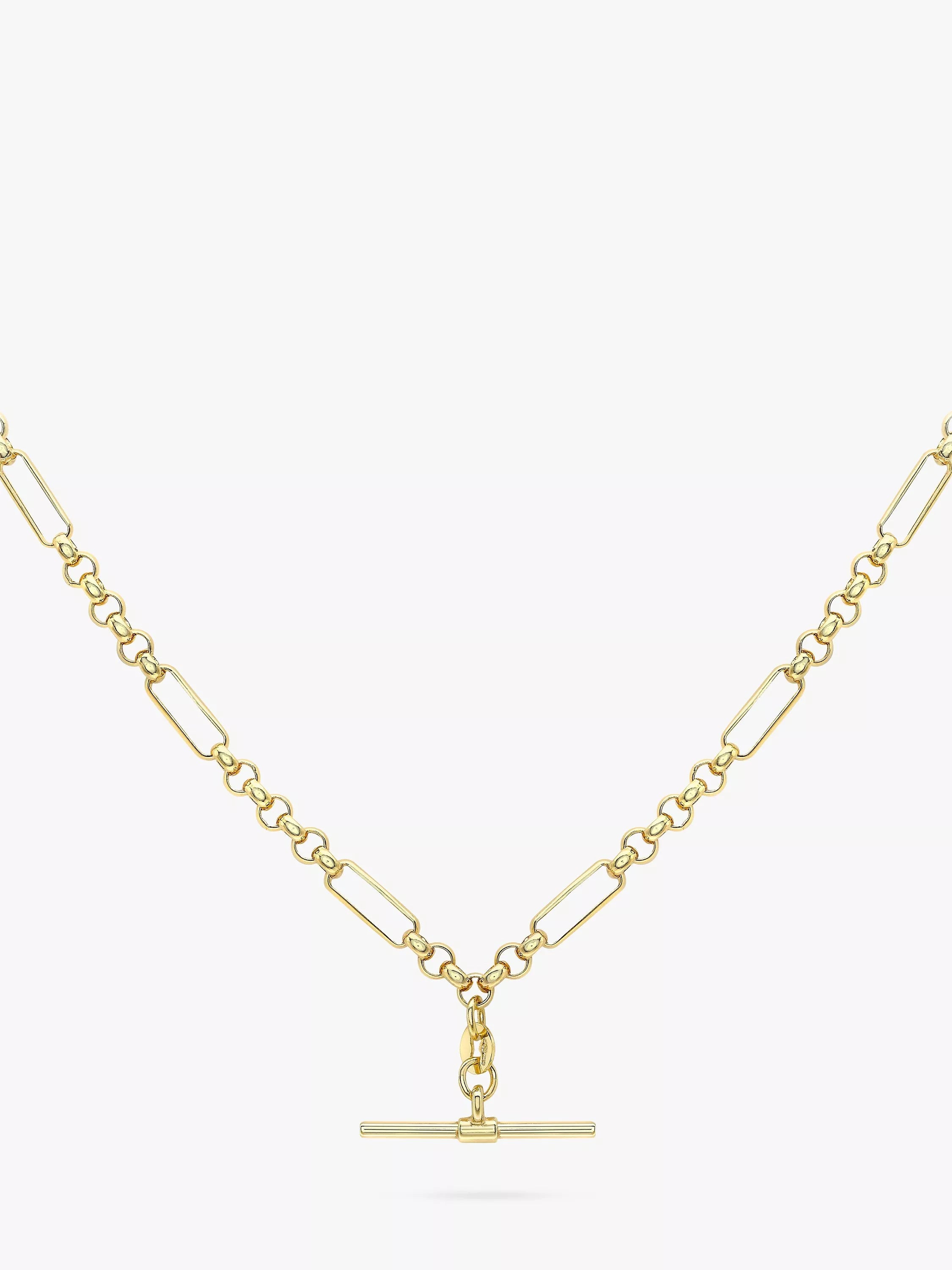 IBB 9ct Gold T-Bar Figaro Chain Necklace 45cm, UK version