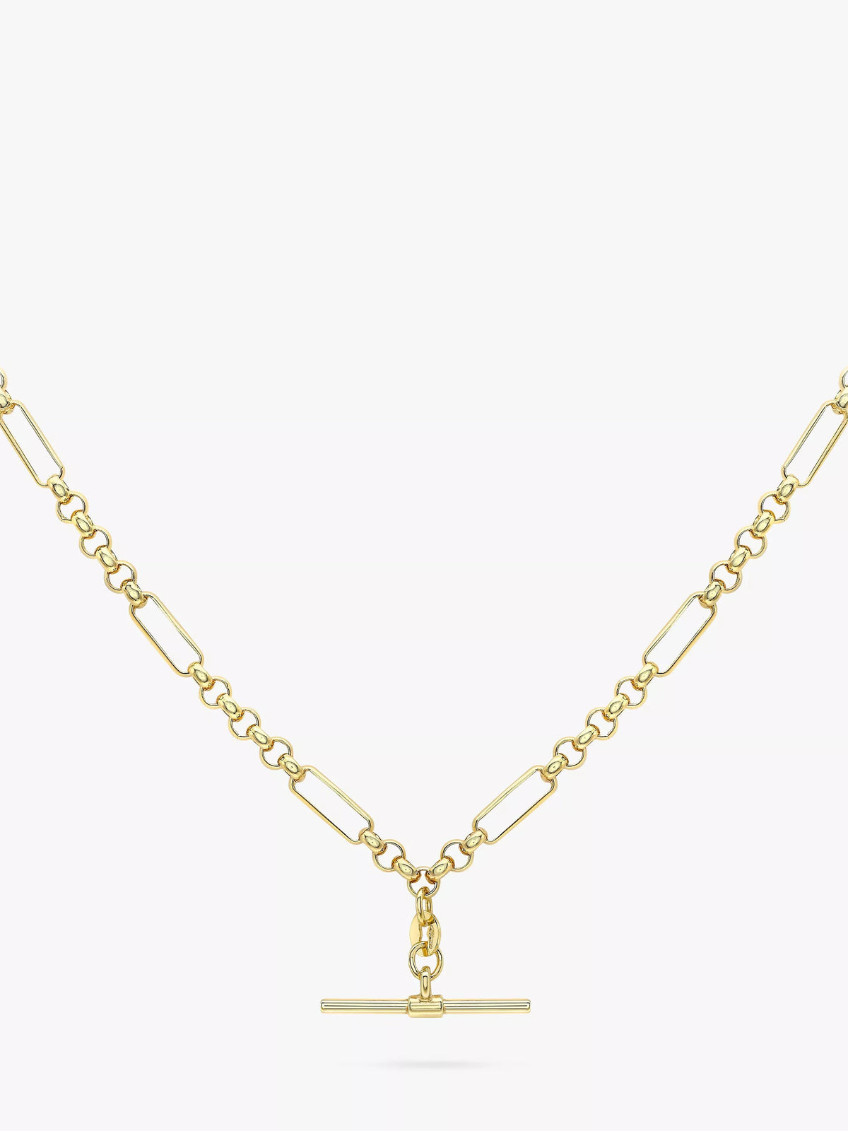 IBB 9ct Gold T-Bar Figaro Chain Necklace 45cm, UK version