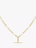 IBB 9ct Gold T-Bar Figaro Chain Necklace 45cm, UK version