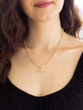 IBB 9ct Gold T-Bar Figaro Chain Necklace 45cm, UK version
