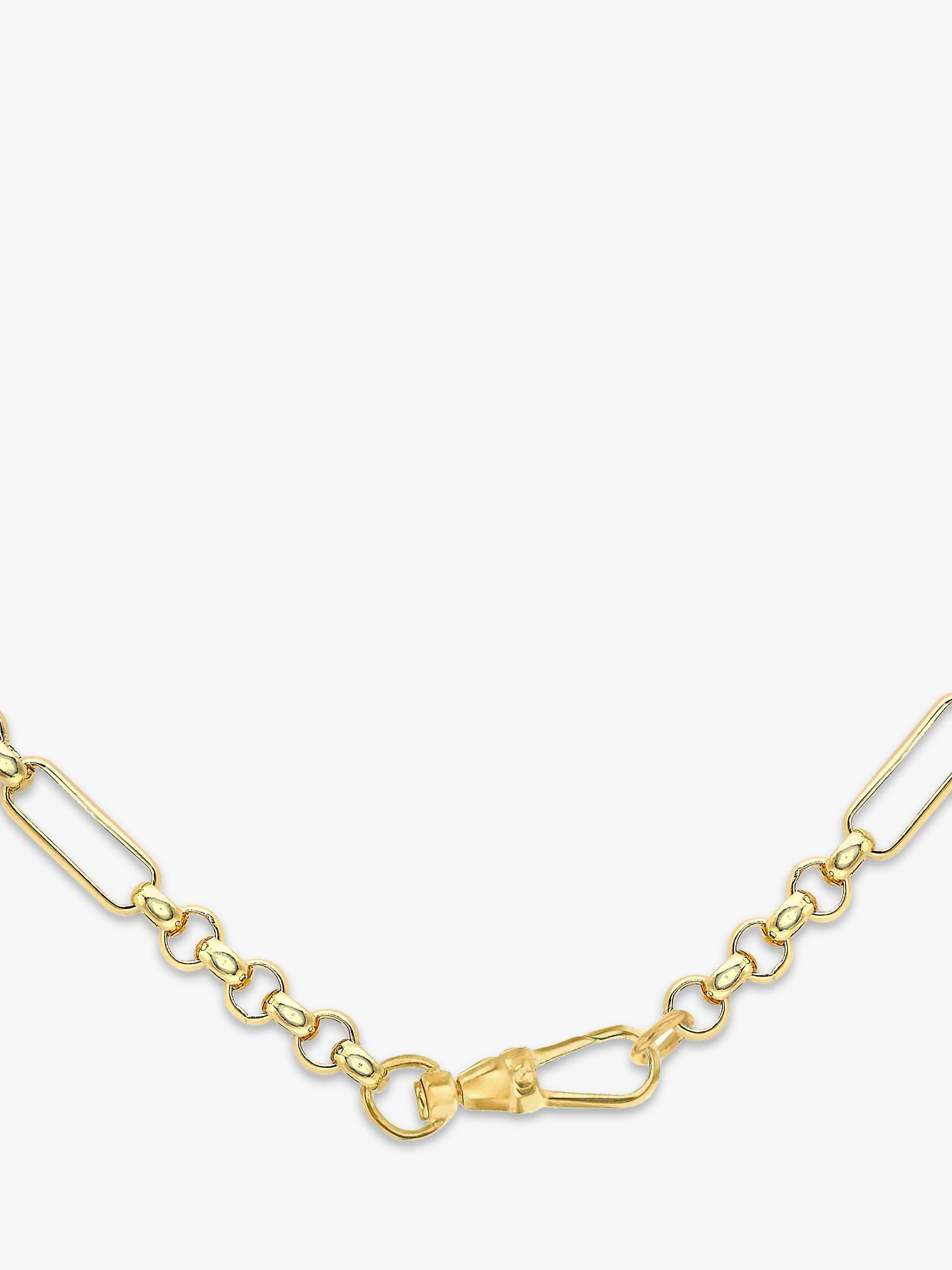 IBB 9ct Gold T-Bar Figaro Chain Necklace 45cm, UK version