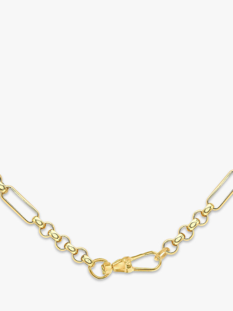 IBB 9ct Gold T-Bar Figaro Chain Necklace 45cm, UK version