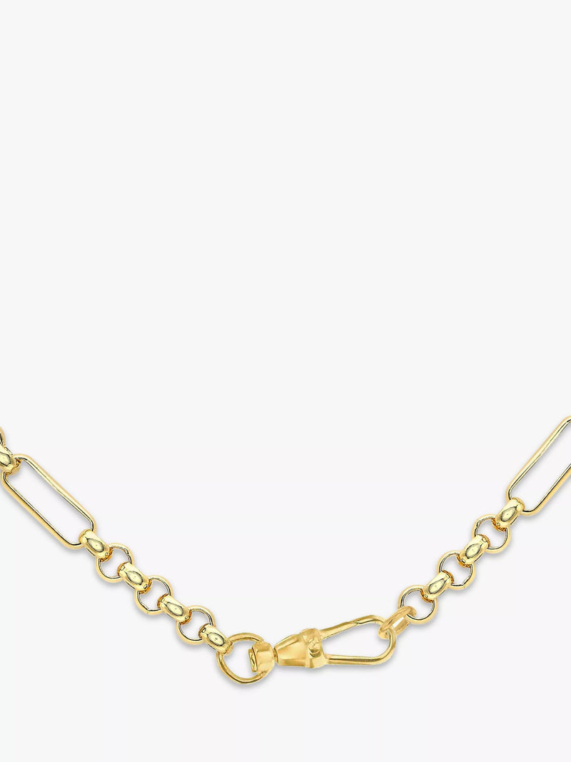 IBB 9ct Gold T-Bar Figaro Chain Necklace 45cm, UK version