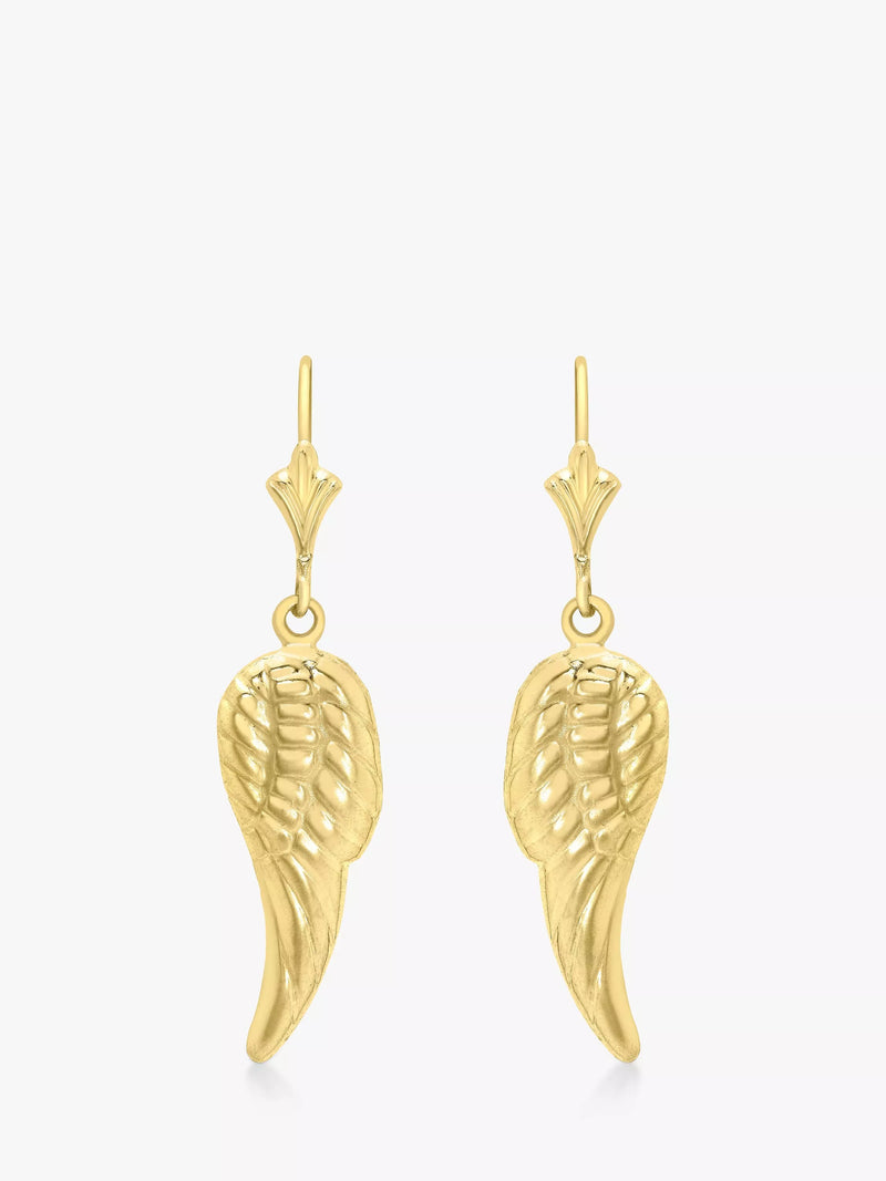 IBB 9ct gold angel wing drop earrings, UK version