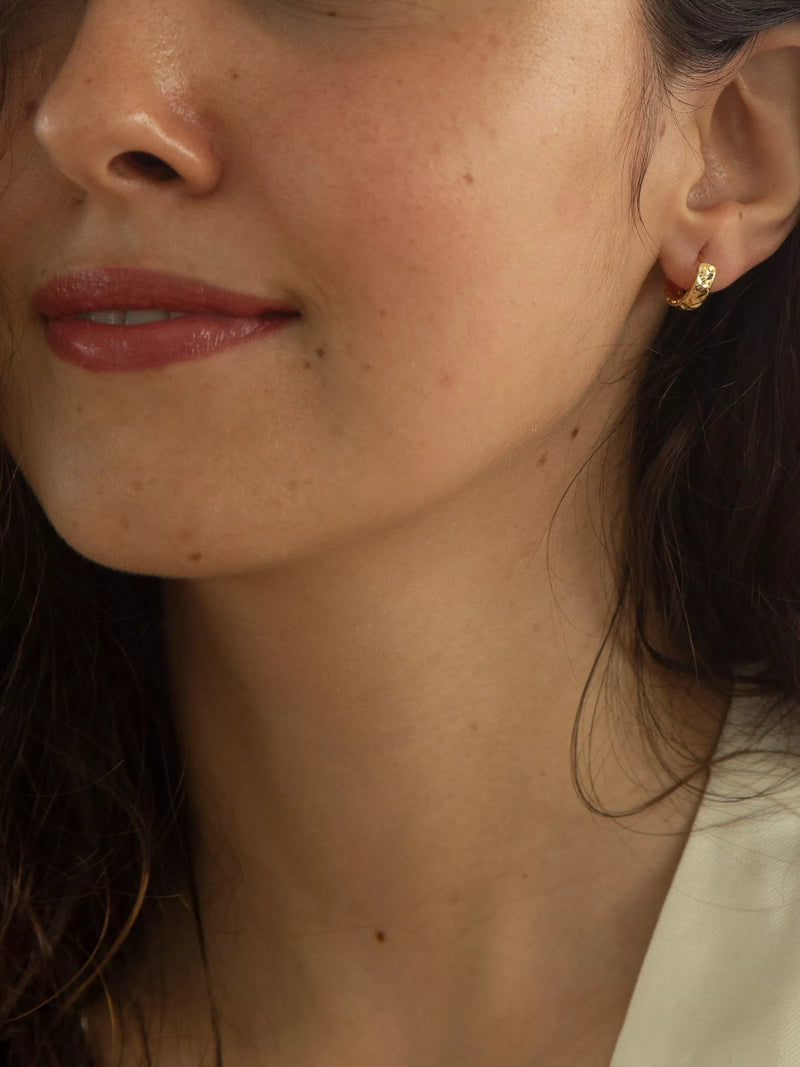 IBB 9ct gold diamond cut small hoop earrings, imported from the UK