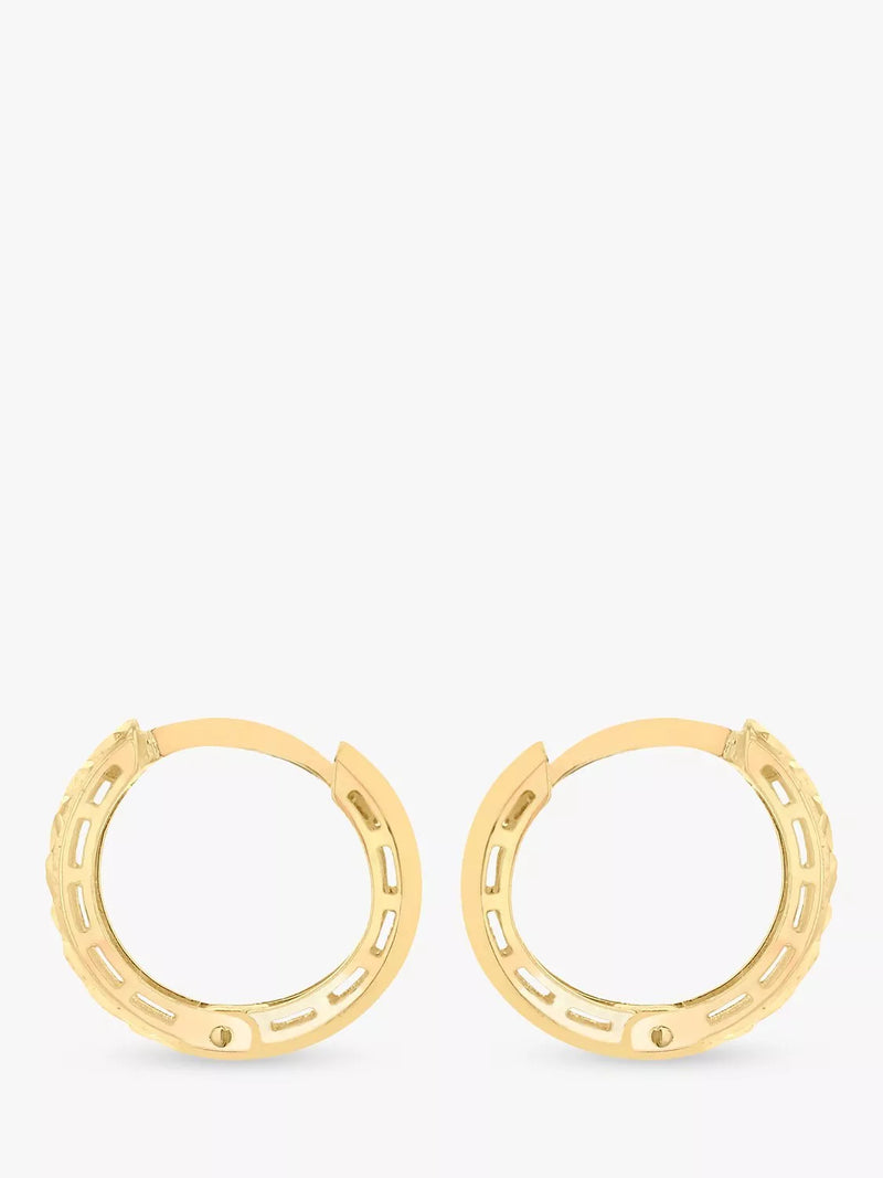 IBB 9ct gold diamond cut small hoop earrings, imported from the UK