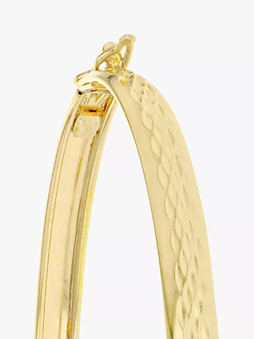 IBB 9ct gold diamond cut hinged bangle 6cm, UK version