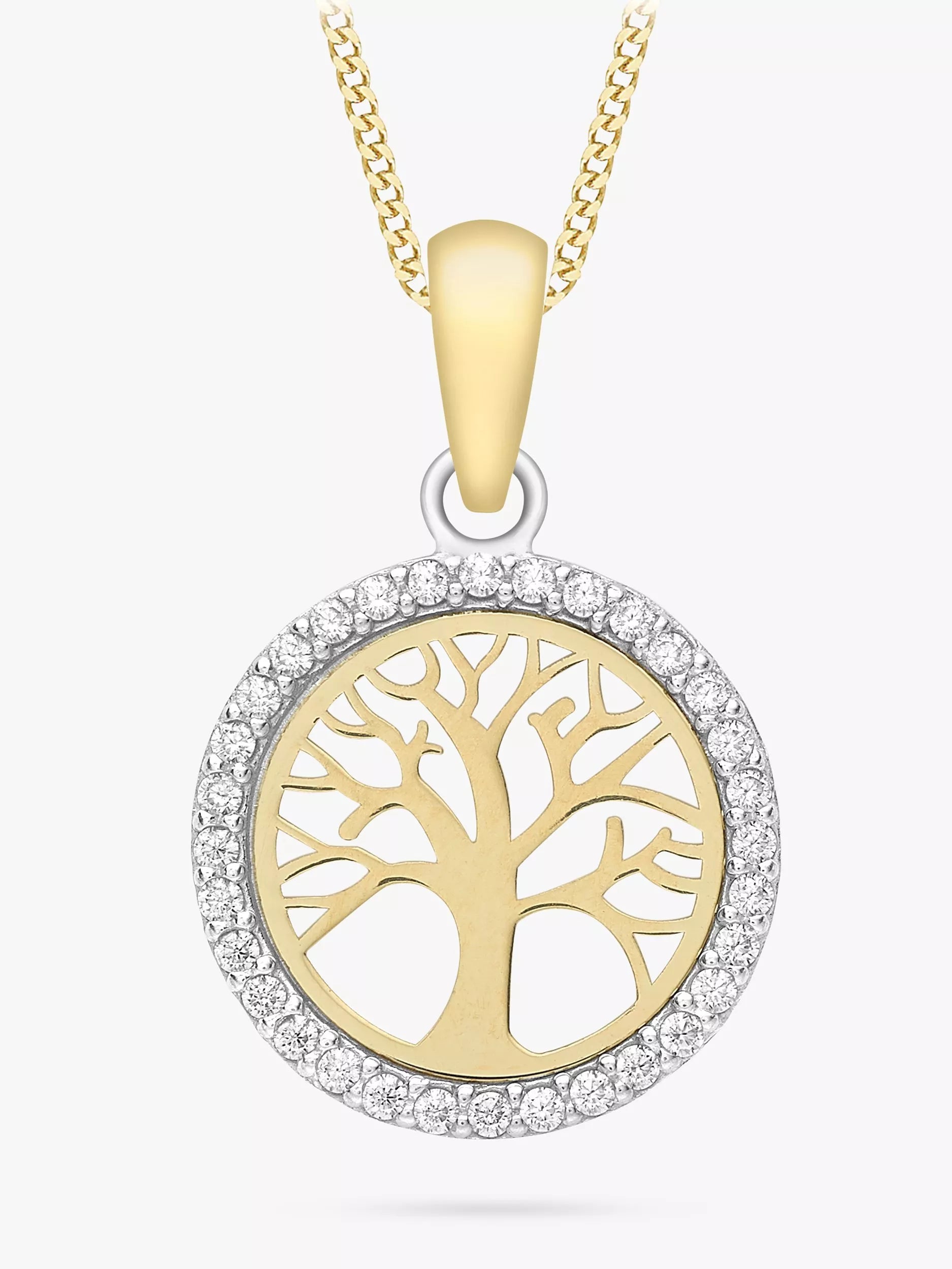 IBB Life Tree pendant 9ct gold cubic zirconia, imported from the UK