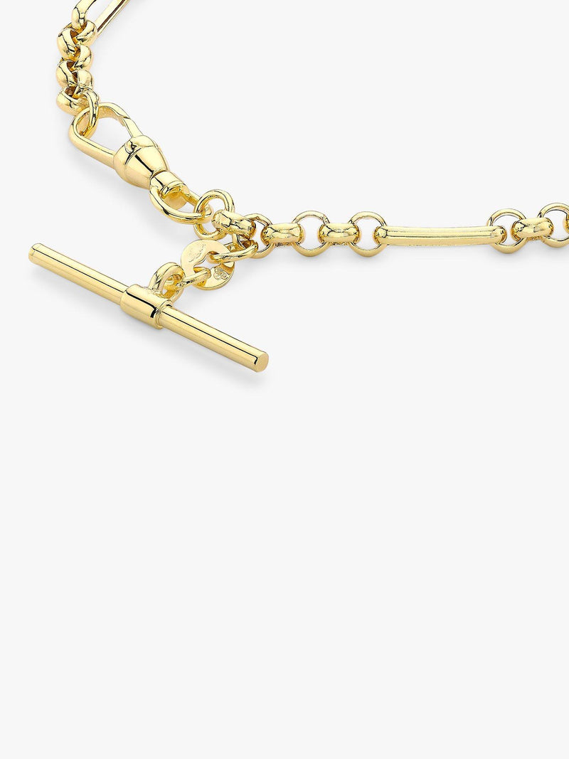 IBB 9ct gold T-Bar Figaro chain bracelet 19cm - British product