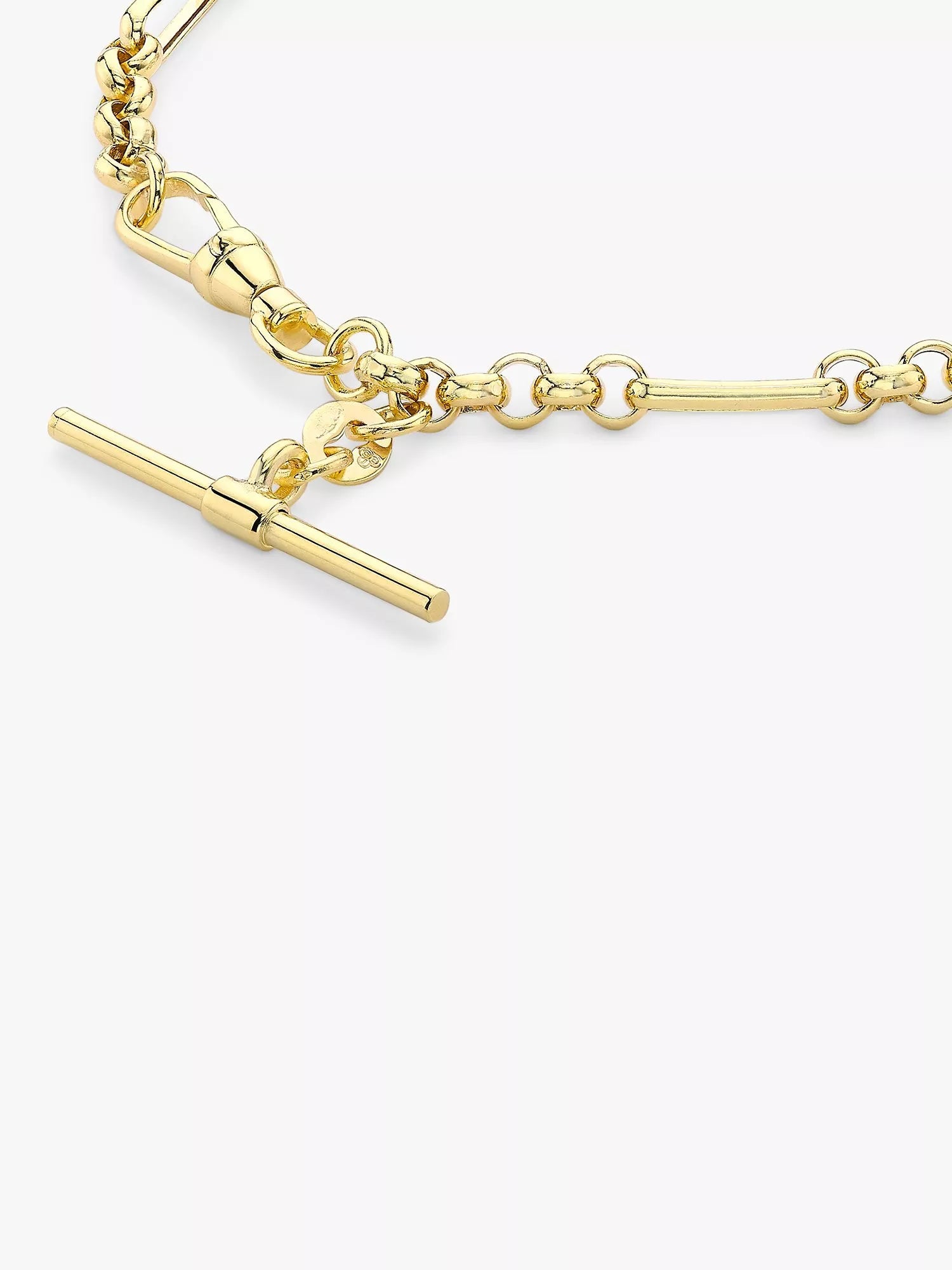 IBB 9ct gold T-Bar Figaro chain bracelet 19cm - British product