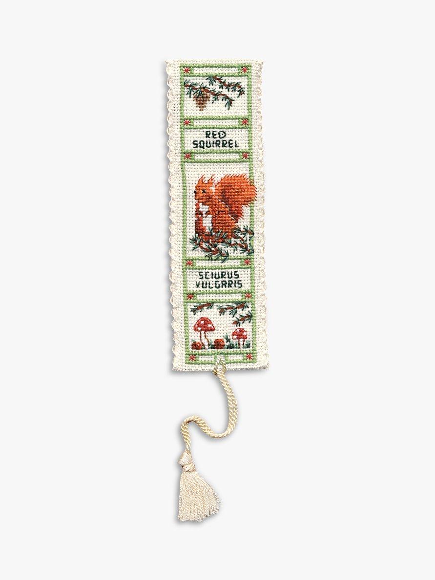 Textile Heritage red squirrel bookmark cross stitch kit, UK version