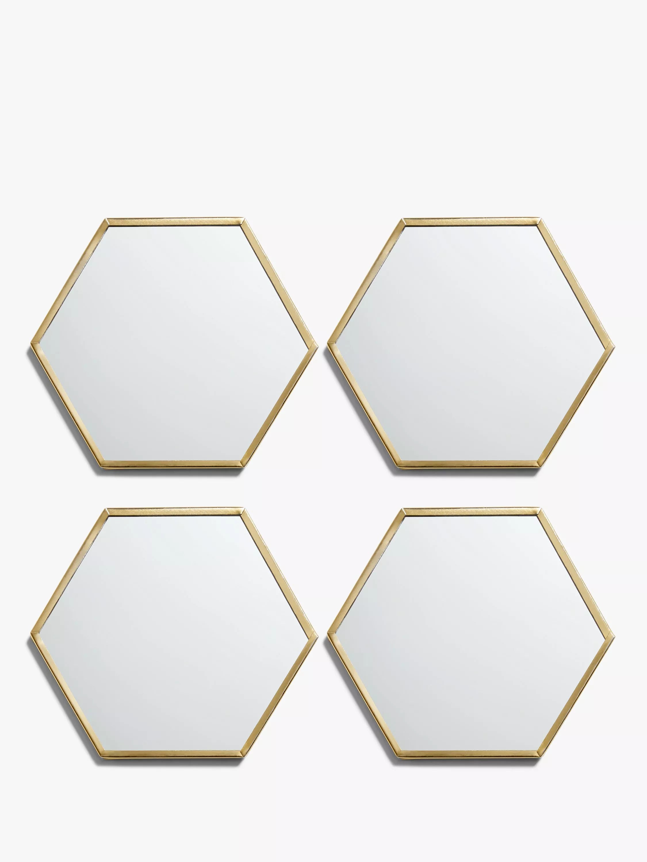 John Lewis hexagonal mirror coasters brass set of 4, imported from the UK