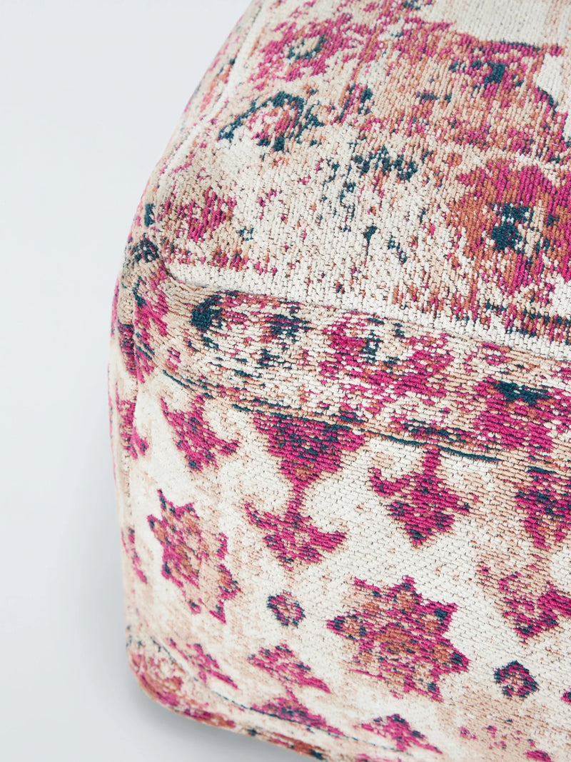 John Lewis medallion pouffe multi cotton footstool (British brand)