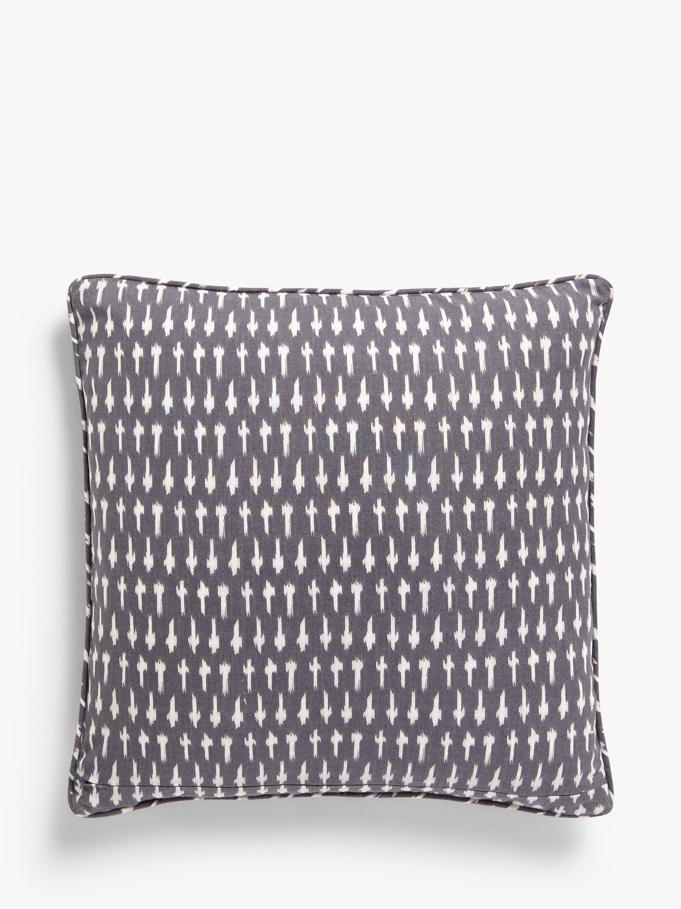 John Lewis multi-coloured Ikat cushion with hand screen printed grey and white design, UK version