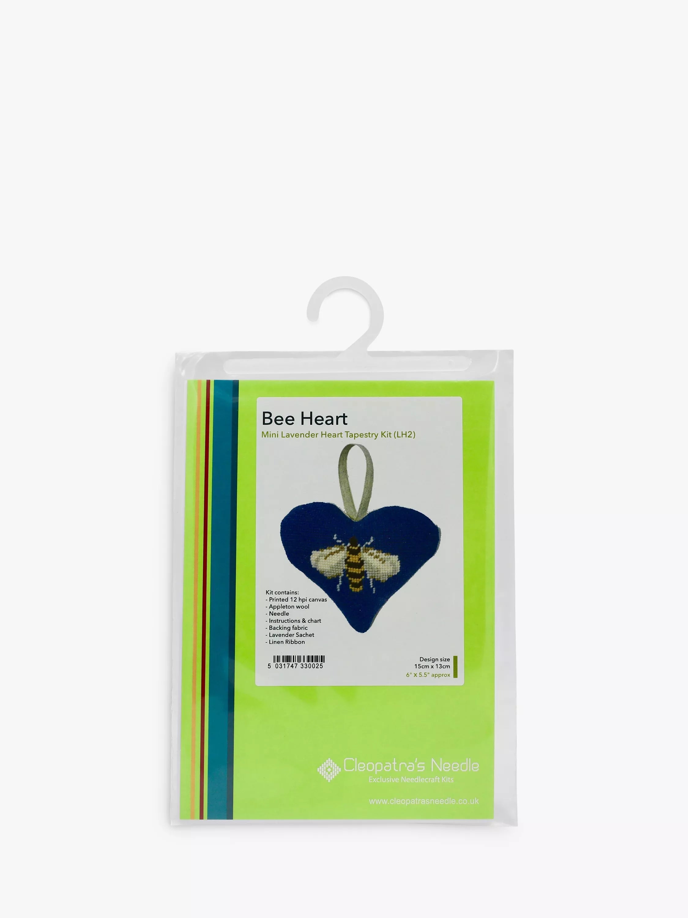 Cleopatra's Needle tapestry kit lavender bee heart 13x15cm, imported from the UK