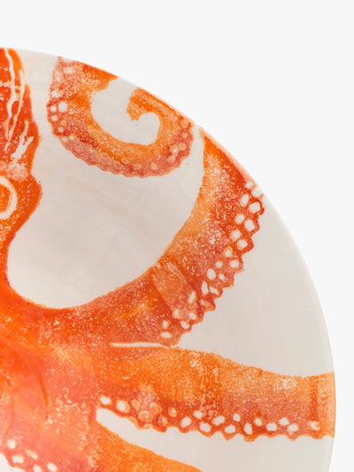 Handgefertigte Oktopus Steingut Salatschüssel 30cm Orange