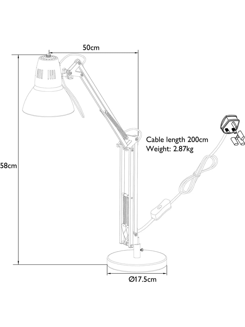 John Lewis Elliott desk lamp adjustable task lamp, UK version