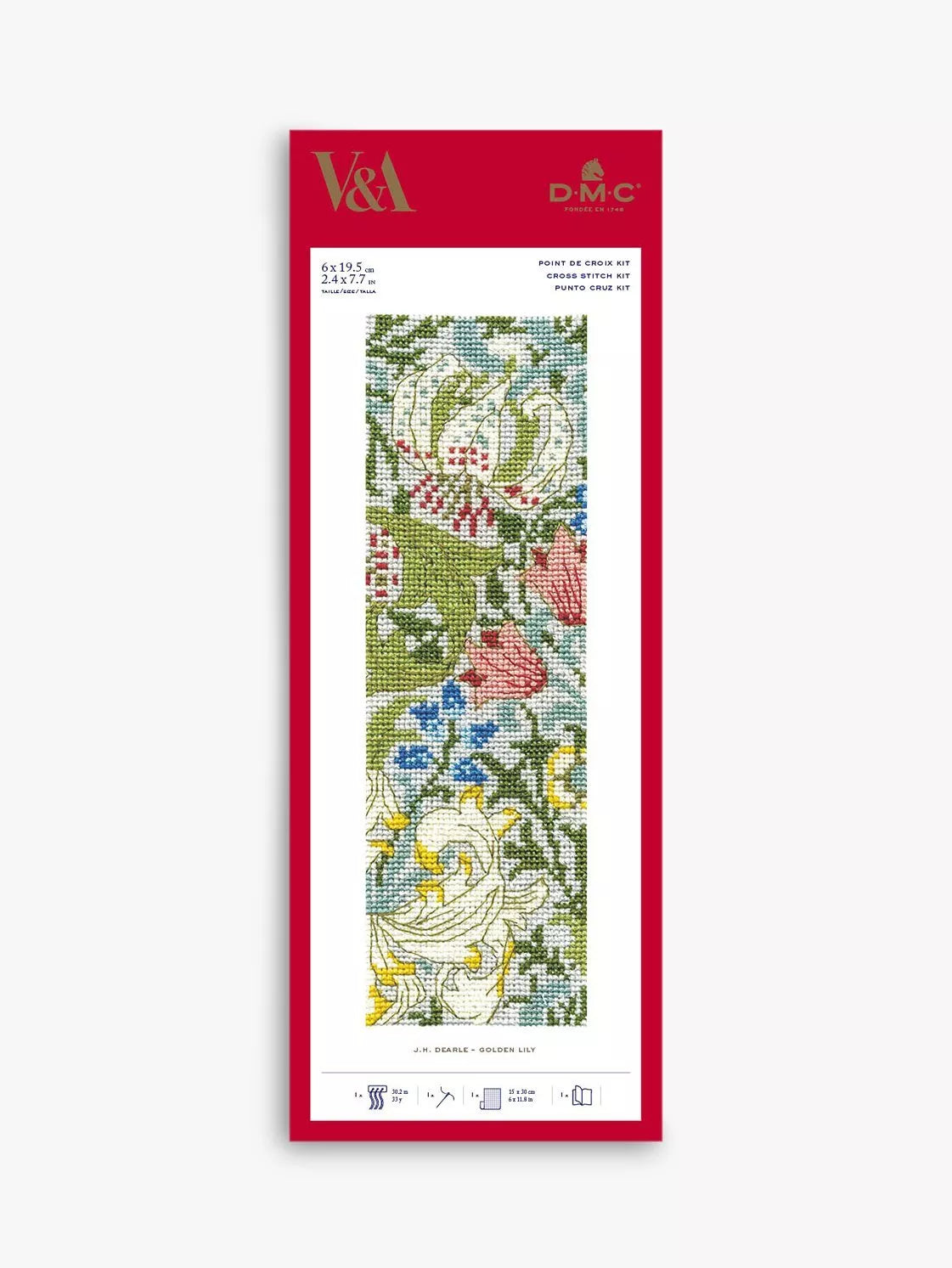 DMC Golden Lily bookmark cross stitch kit - British product