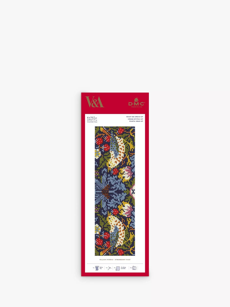 DMC Strawberry Thief bookmark cross stitch kit - British product