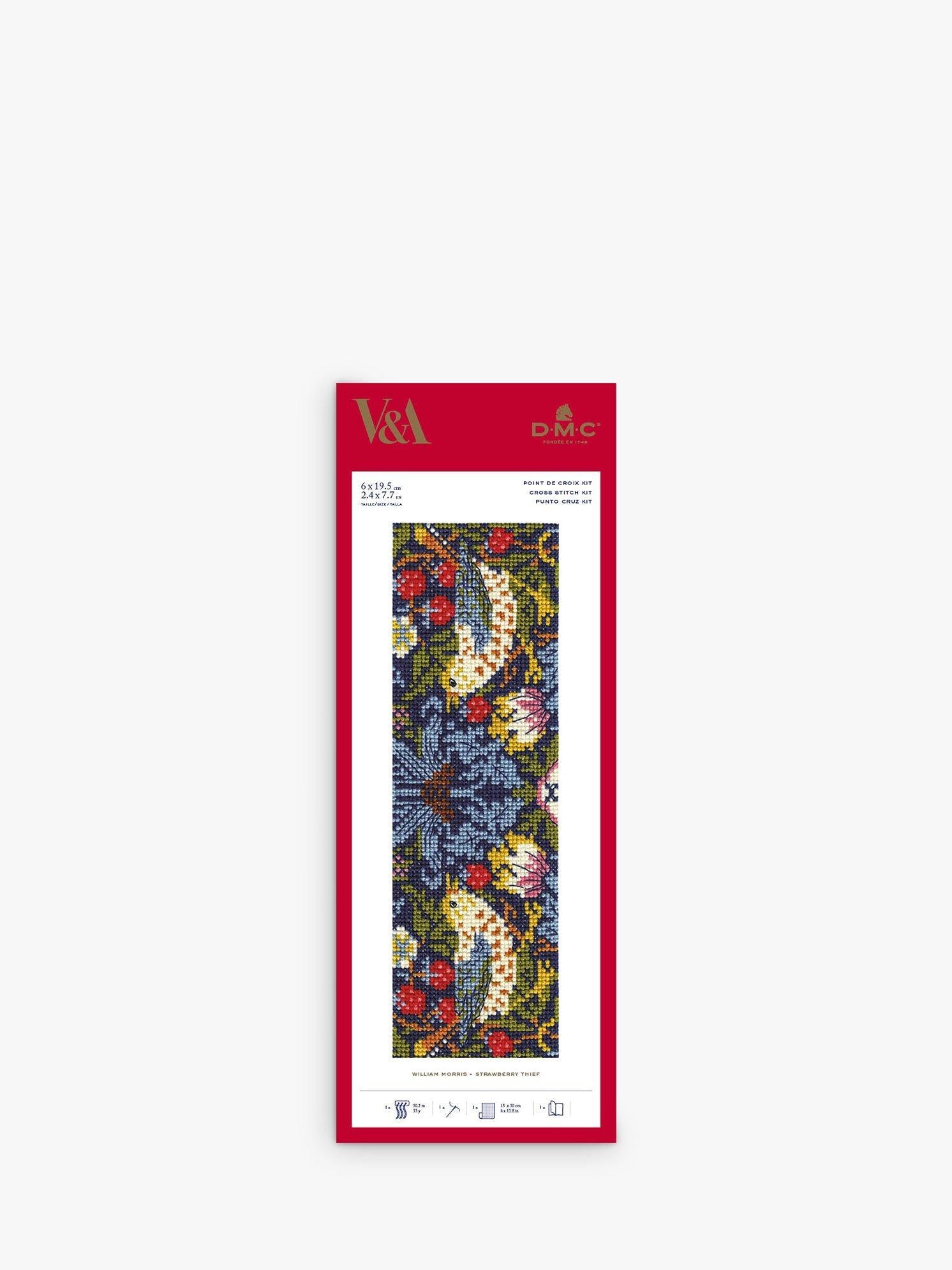 DMC Strawberry Thief bookmark cross stitch kit - British product