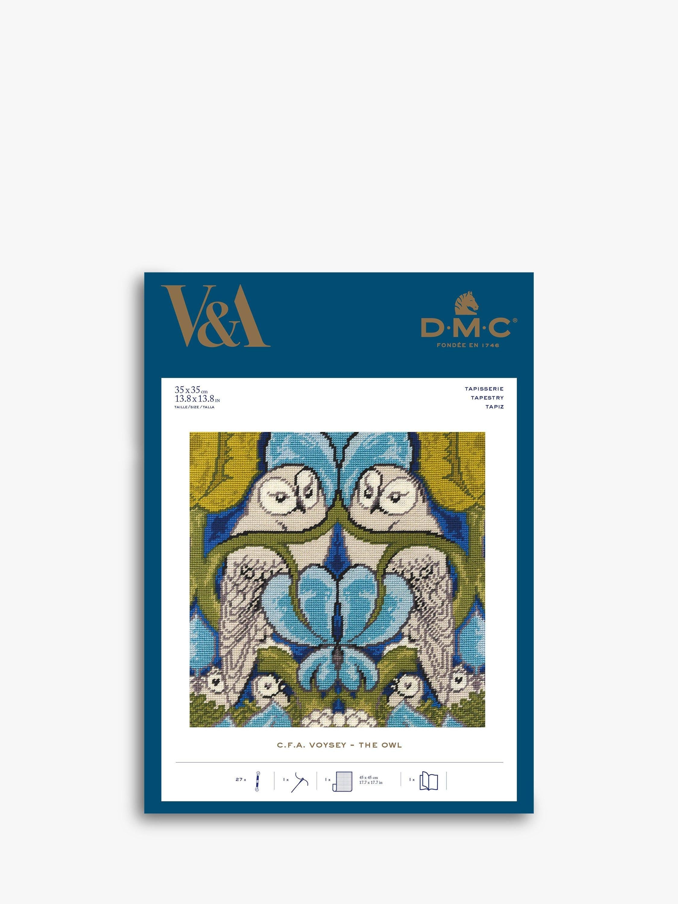 Owl Tapestry Kit with Fabric, Threads, and Needle