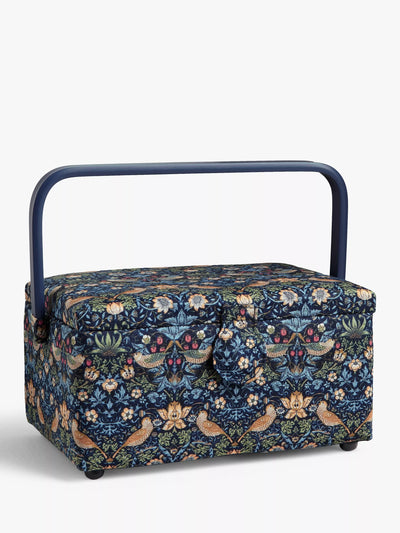 John Lewis John Lewis William Morris Strawberry Thief Print Medium Rectangular Sewing Basket, Navy- Buy online at McGrocer