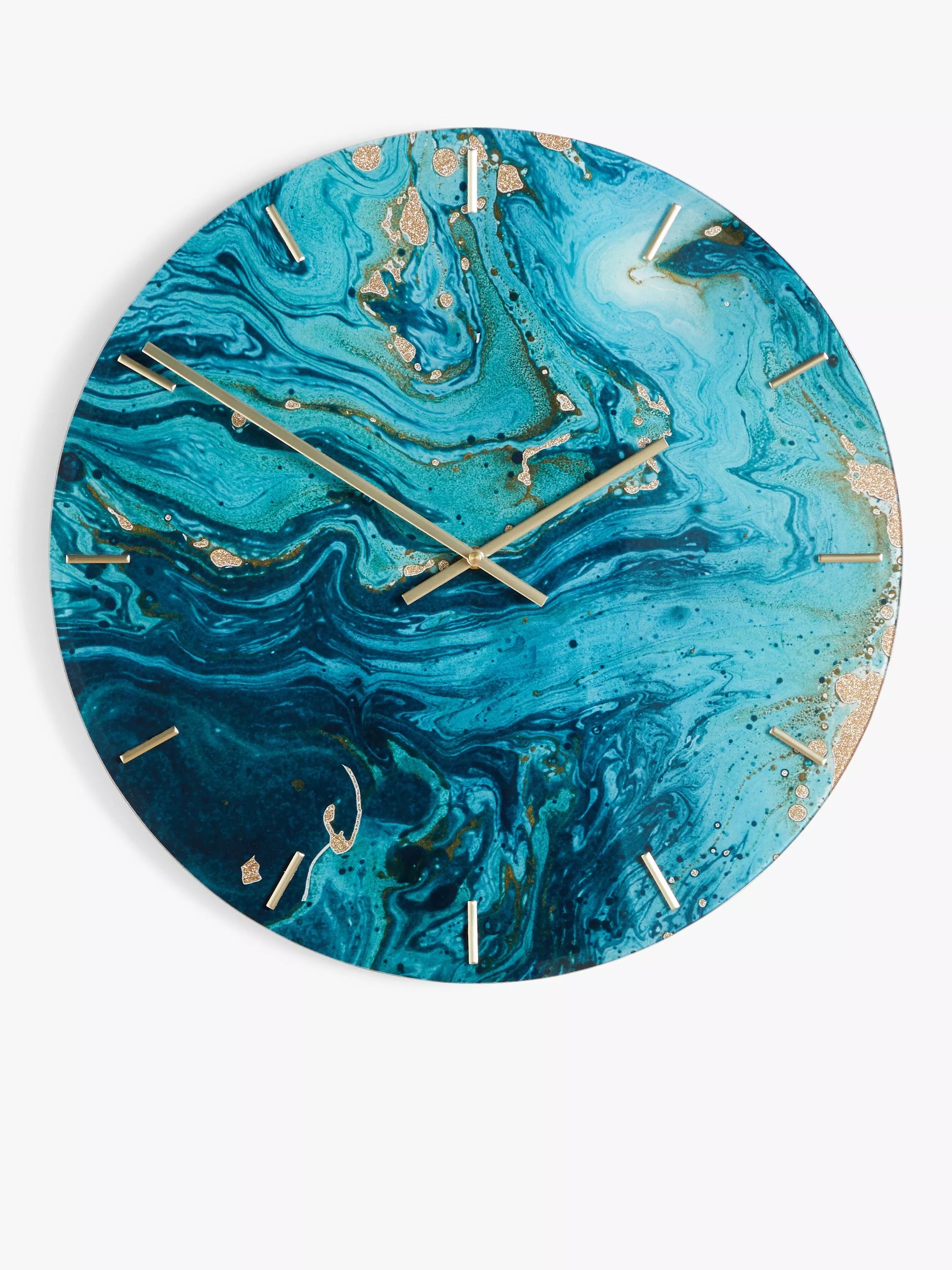 John Lewis marble-effect glass wall clock 50cm blue, UK version