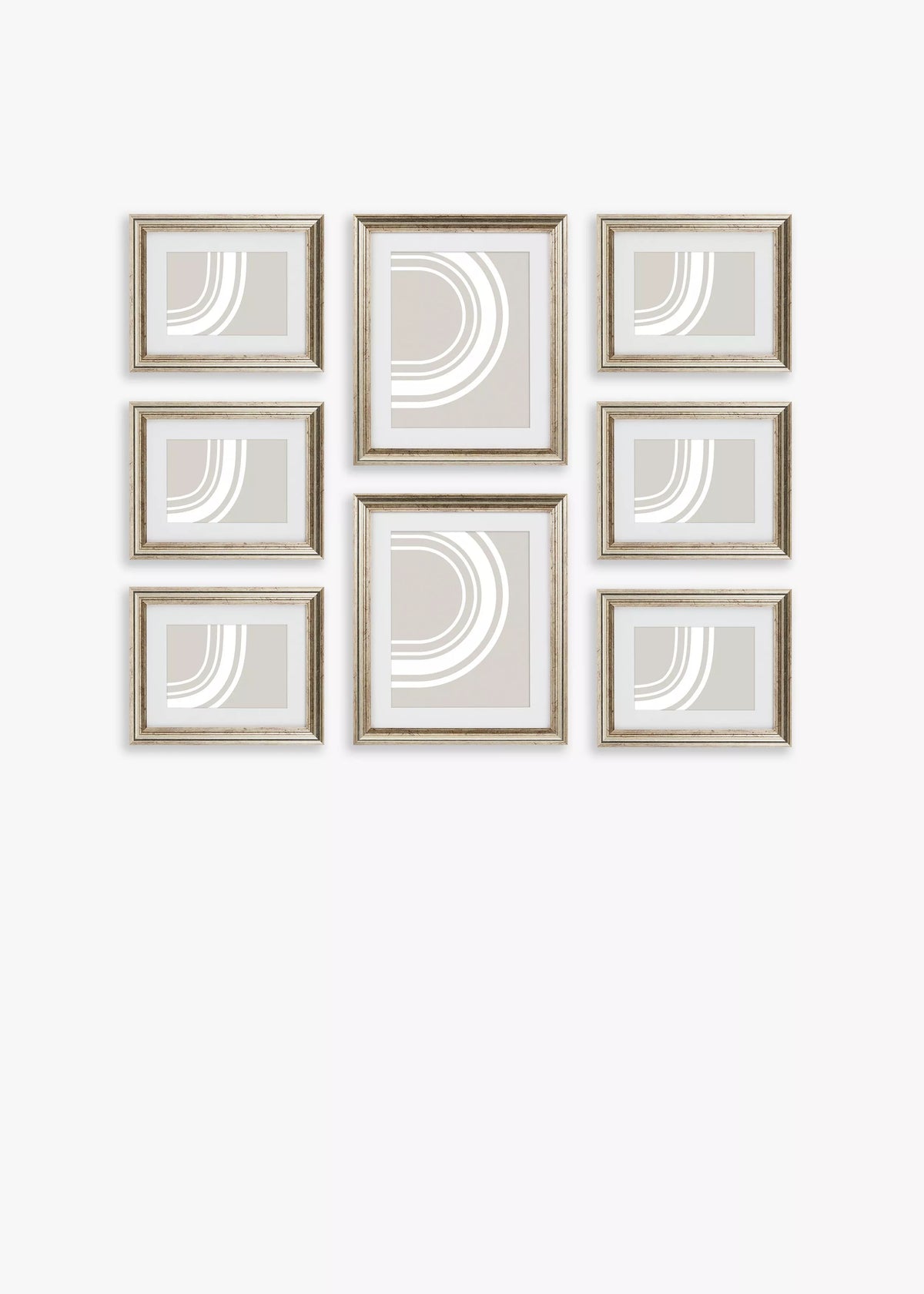John Lewis gallery set multi-aperture photo frames champagne 8 photo, UK version