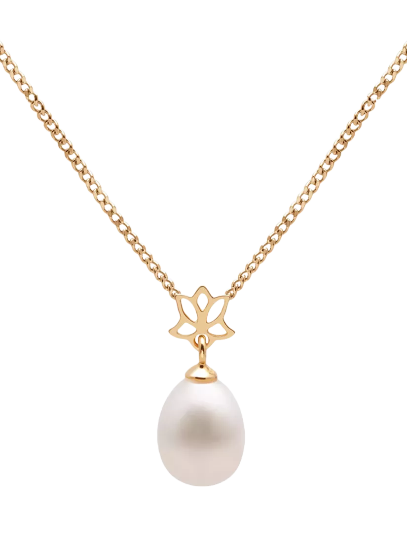 E.W Adams freshwater pearl pendant necklace 9ct gold, imported from the UK