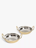 John Lewis Kainoosh Hammered Stainless Steel Balti Serving Dish, Set of 2, 18cm, Gold