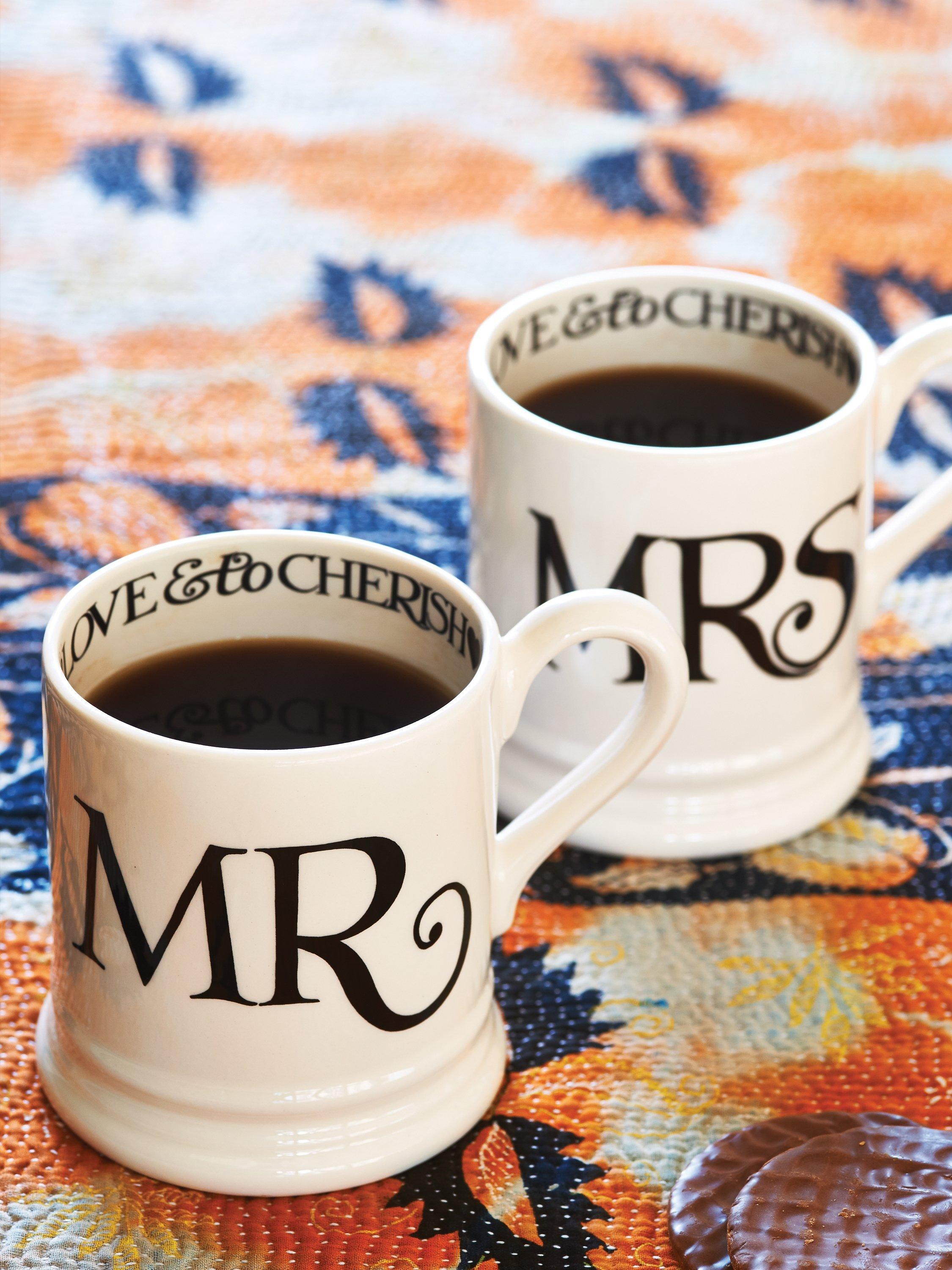 Emma Bridgewater Black Toast Mr and Mrs mugs 300ml - British product