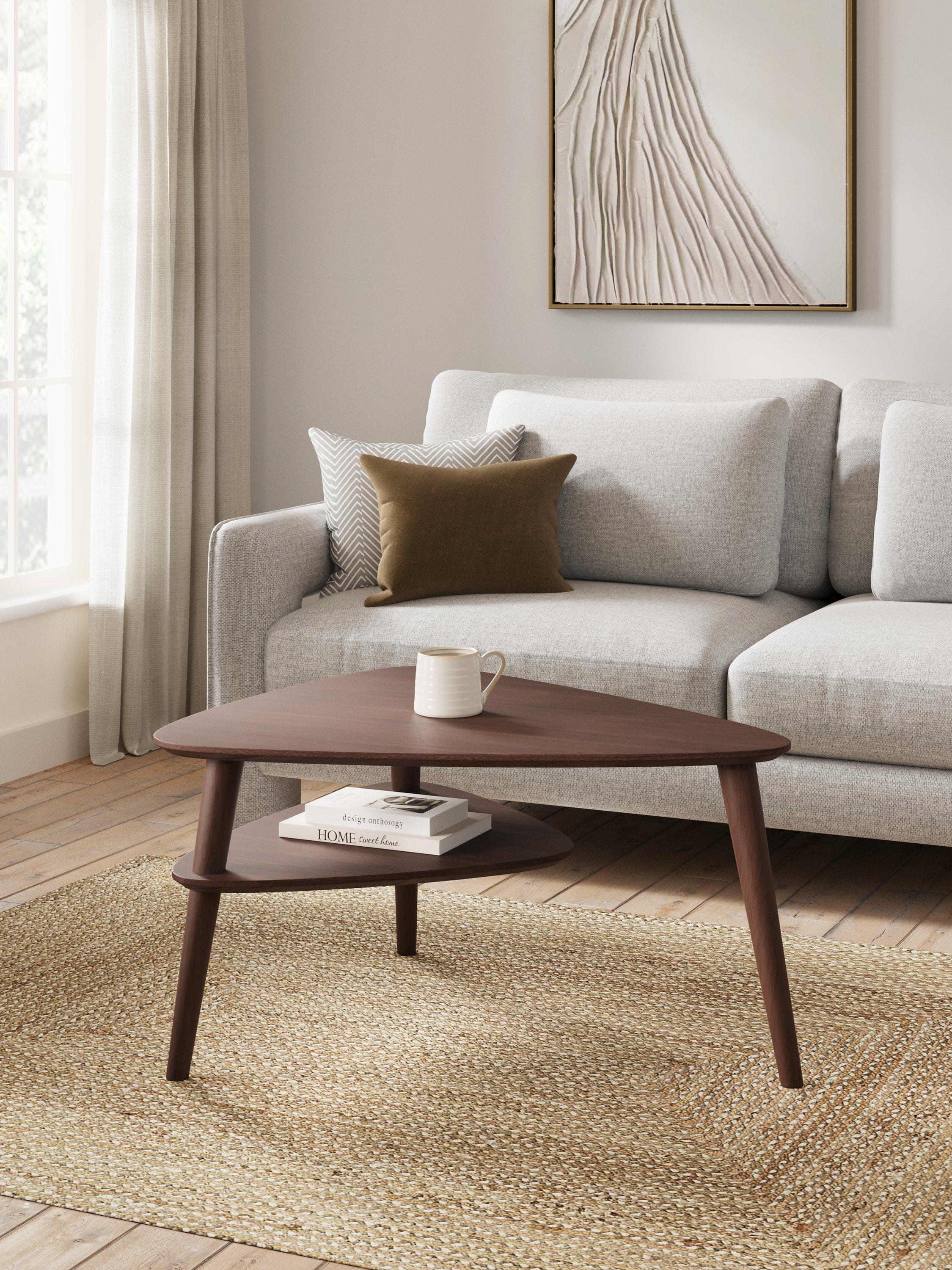 John Lewis Grayson coffee table with oak veneer and floating shelf, imported from the UK