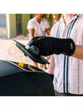Ooni heat-resistant leather pizza oven and BBQ gloves, black, imported from the UK