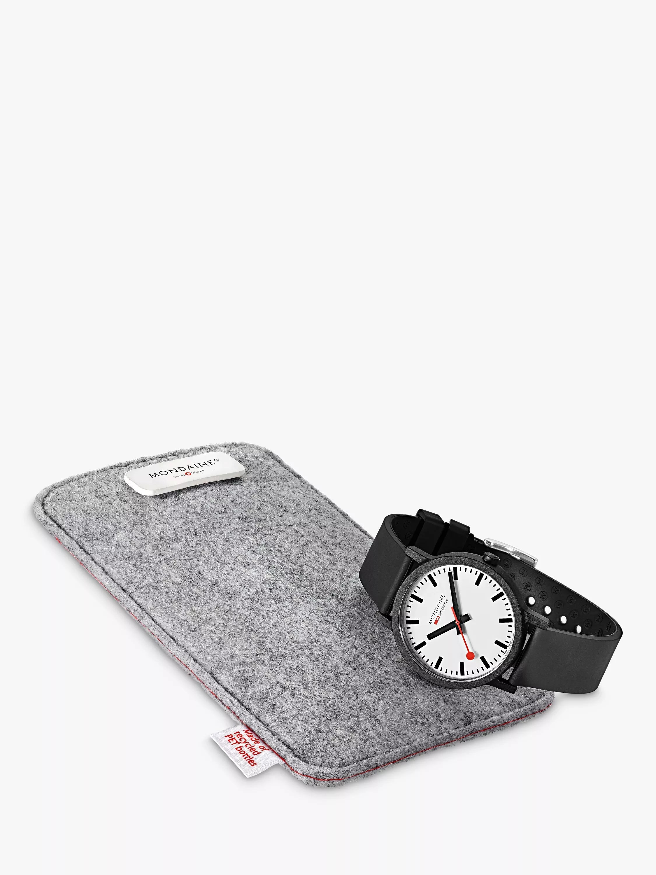 Mondaine Essence 32mm black rubber watch, imported from the UK