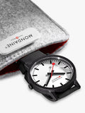 Mondaine Essence 32mm black rubber watch, imported from the UK