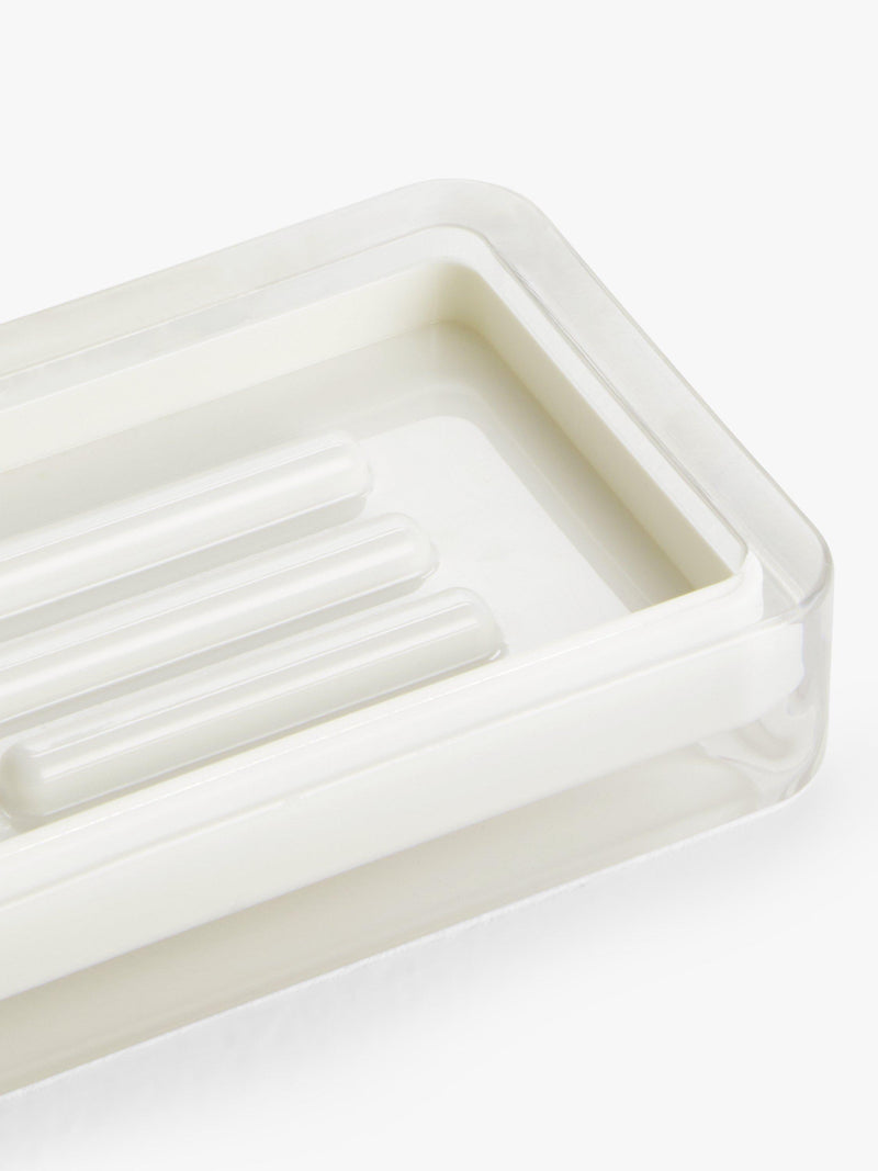John Lewis Block Stripe pastel teal Soap Dish, UK version