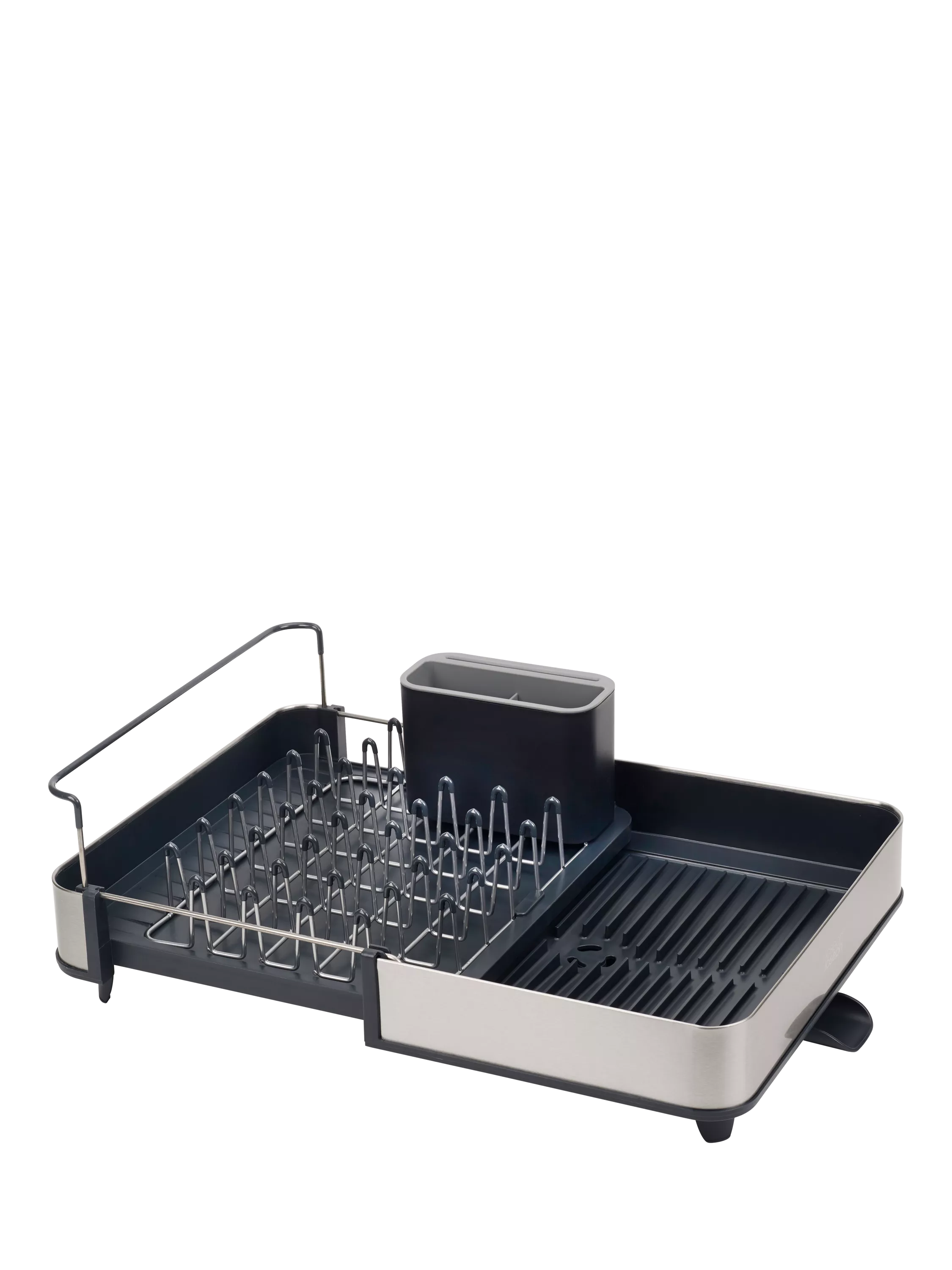 Joseph Joseph extendable stainless steel dish drainer with sliding tray, grey, UK version