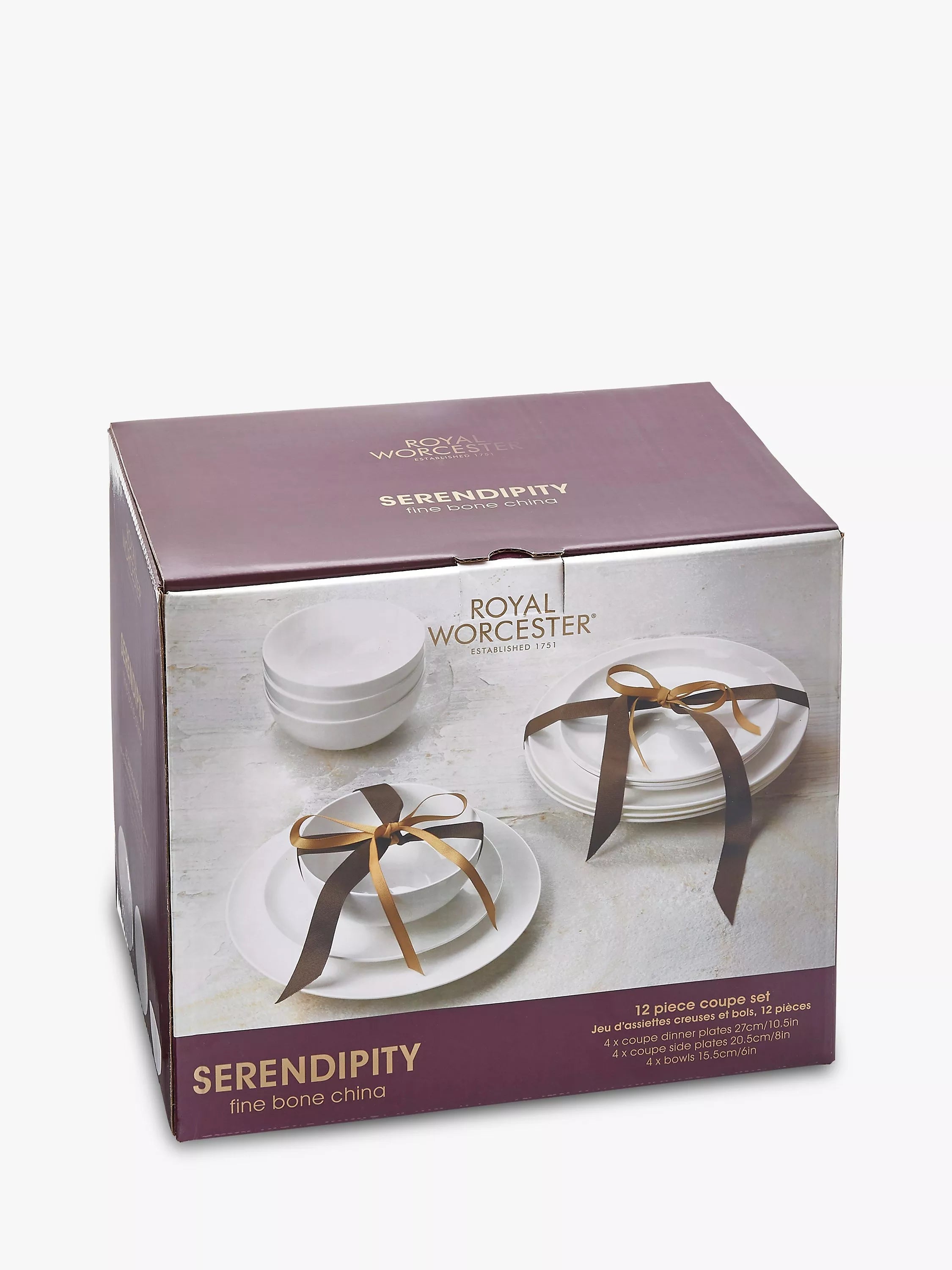 Royal Worcester bone china dinnerware set Serendipity White 12 piece - British product