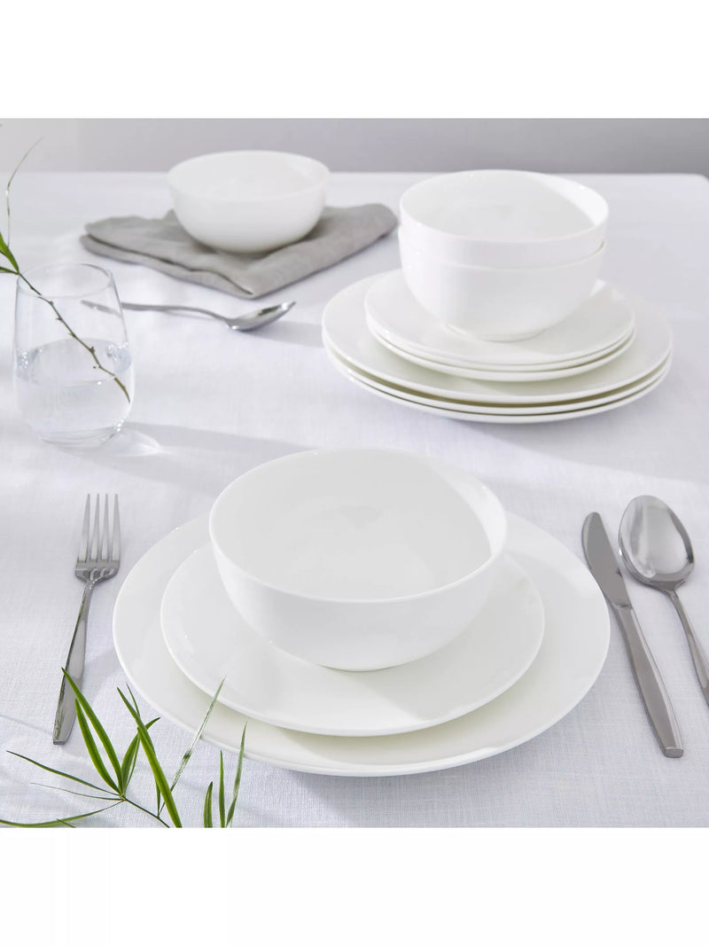 Royal Worcester bone china dinnerware set Serendipity White 12 piece - British product