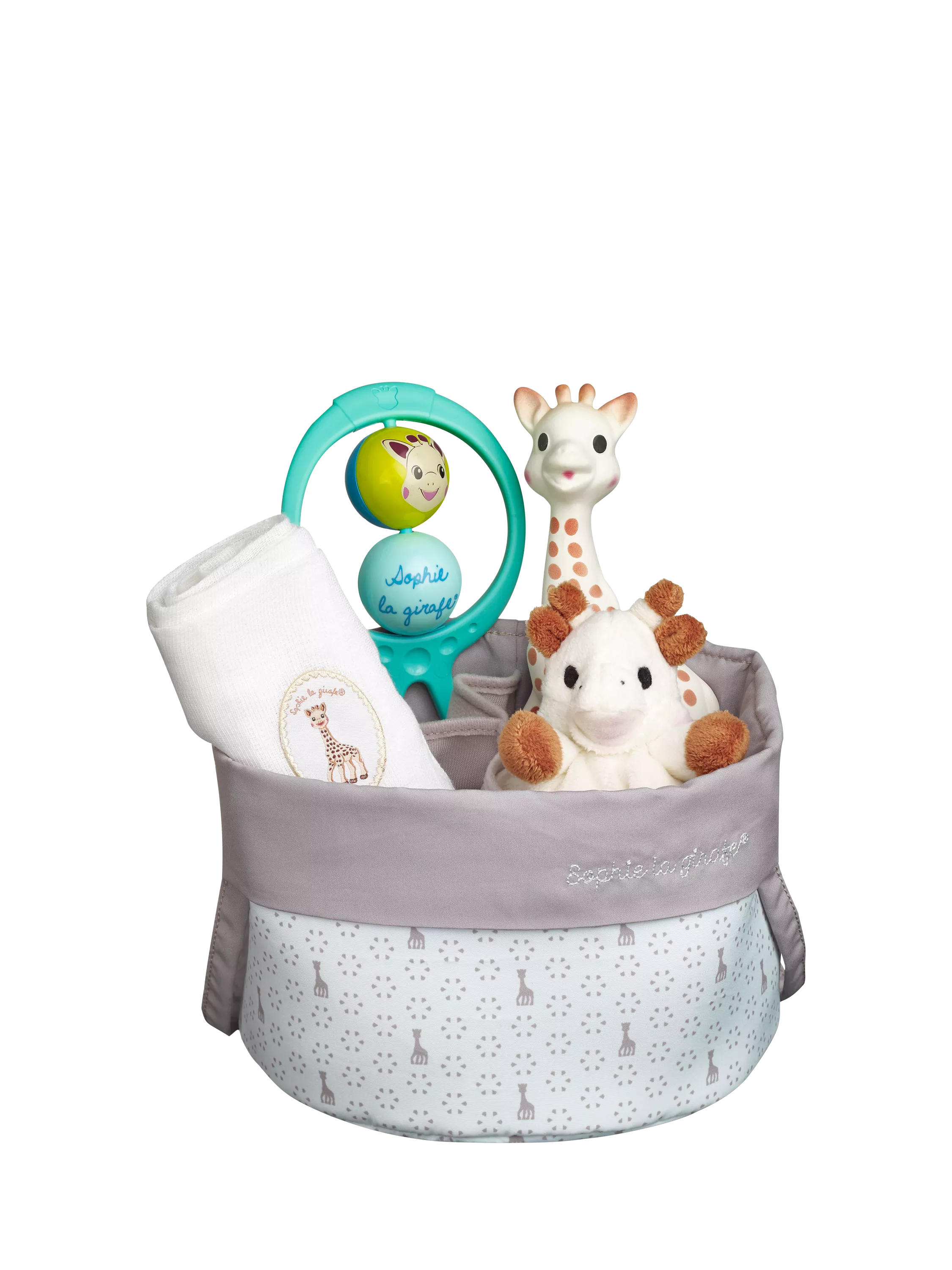 Sophie la girafe Birth Basket Gift Set, imported from the UK