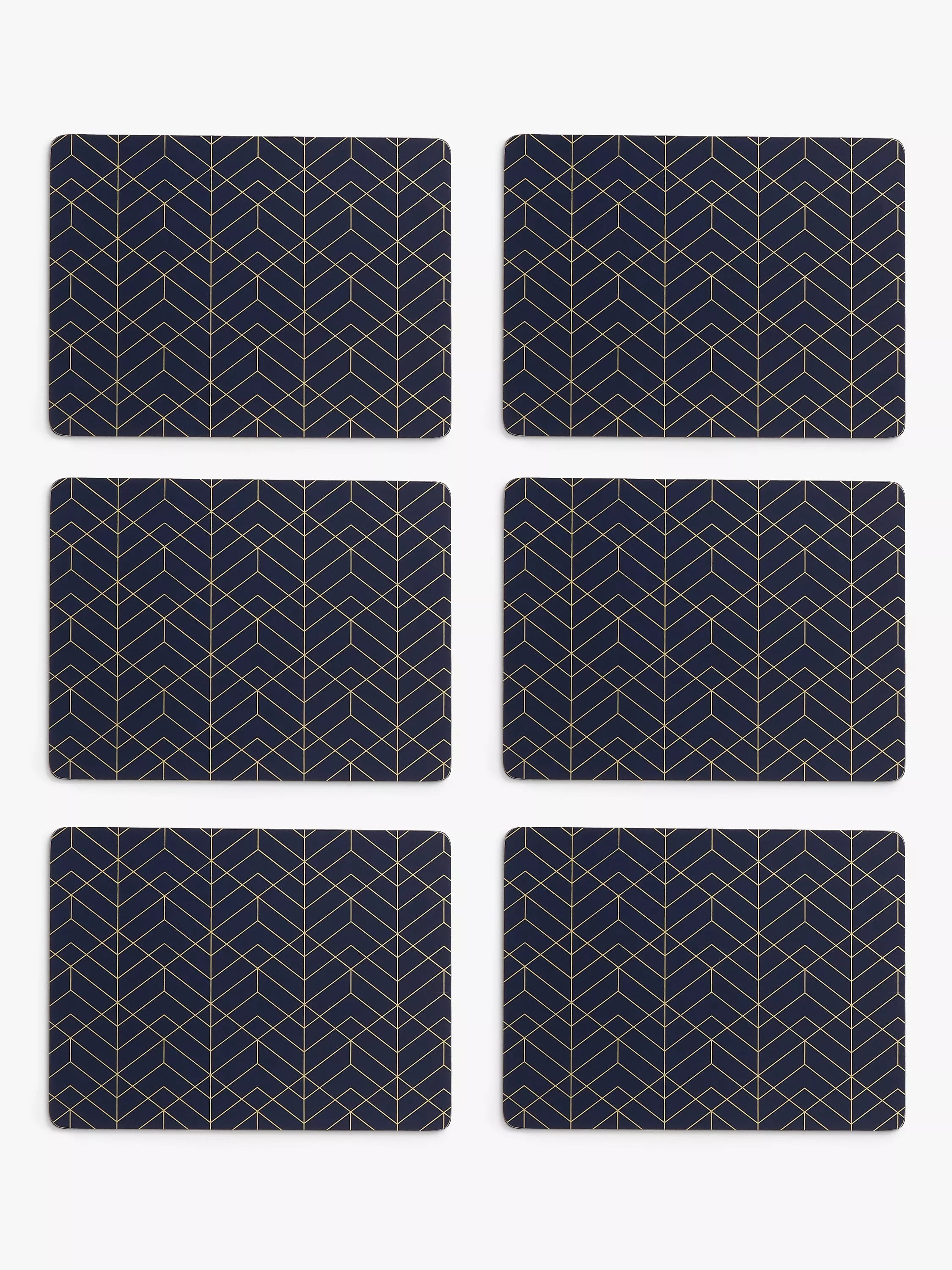 John Lewis Deco placemats set of 6 navy gold (British brand)